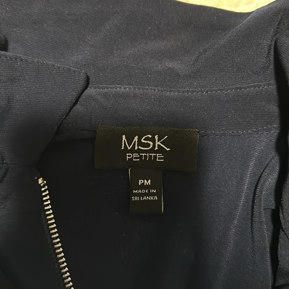 MSK Petite Navy Dress w/front zipper Sz PM - Picture 3 of 5